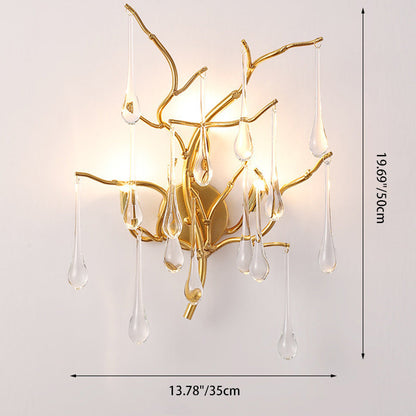 Deco Water Drops Aluminum Glass 3-Light Wall Sconce Lamp