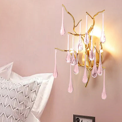 Deco Water Drops Aluminum Glass 3-Light Wall Sconce Lamp