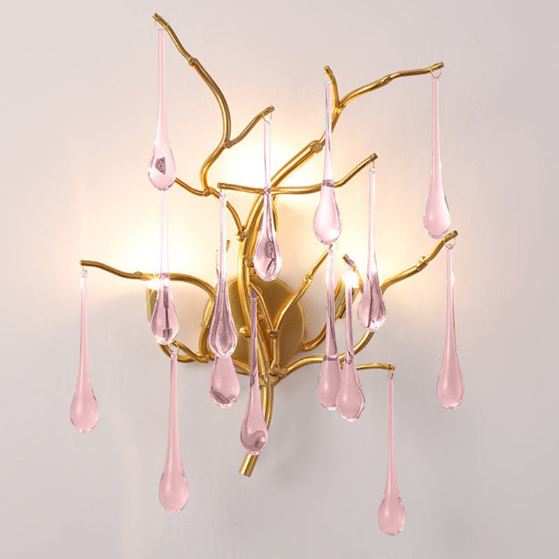 Deco Water Drops Aluminum Glass 3-Light Wall Sconce Lamp