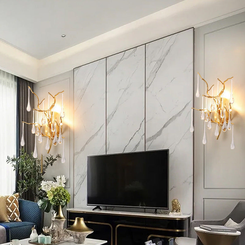 Deco Water Drops Aluminum Glass 3-Light Wall Sconce Lamp