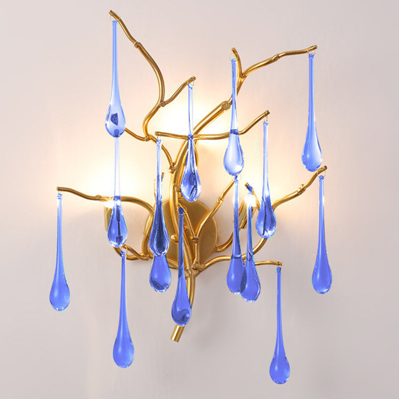 Deco Water Drops Aluminum Glass 3-Light Wall Sconce Lamp