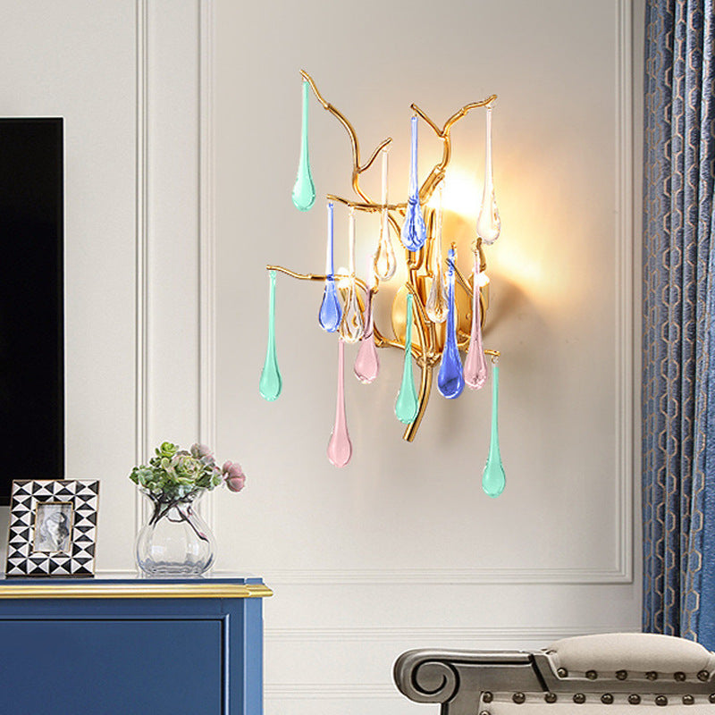 Deco Water Drops Aluminum Glass 3-Light Wall Sconce Lamp