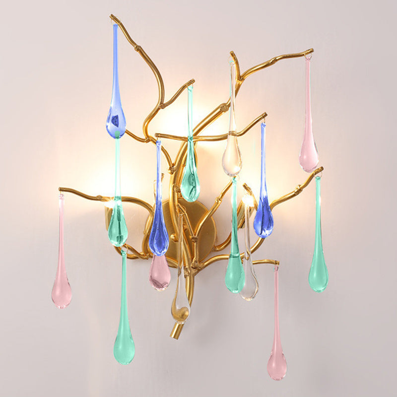 Deco Water Drops Aluminum Glass 3-Light Wall Sconce Lamp