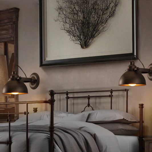 Industrial Round Semicircle Iron 1-Light Wall Sconce Lamp