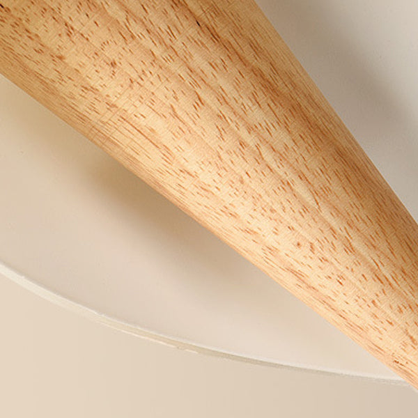 Ice Shape Round Cone Wood Glass 1-Light Wall Sconce Lamp
