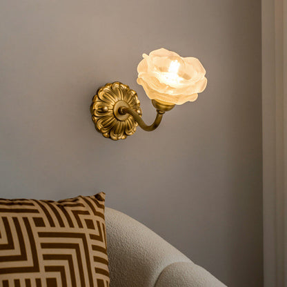 Creative Floral Copper Glass 1-Light Wall Sconce Lamp