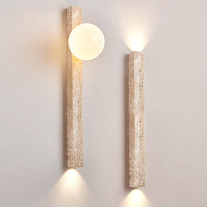 Rectangle Linear Yellow Travertine 2-Light Wall Sconce Lamp