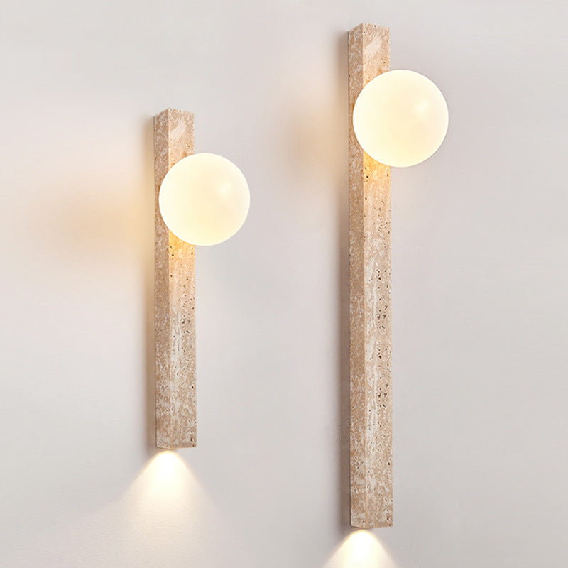 Rectangle Linear Yellow Travertine 2-Light Wall Sconce Lamp