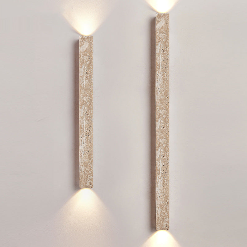 Rectangle Linear Yellow Travertine 2-Light Wall Sconce Lamp