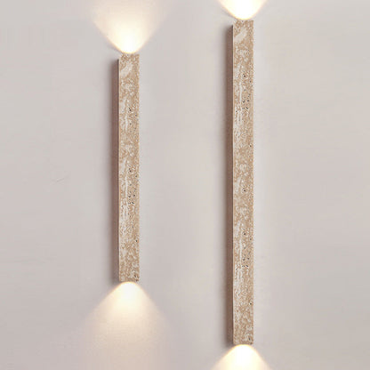 Rectangle Linear Yellow Travertine 2-Light Wall Sconce Lamp