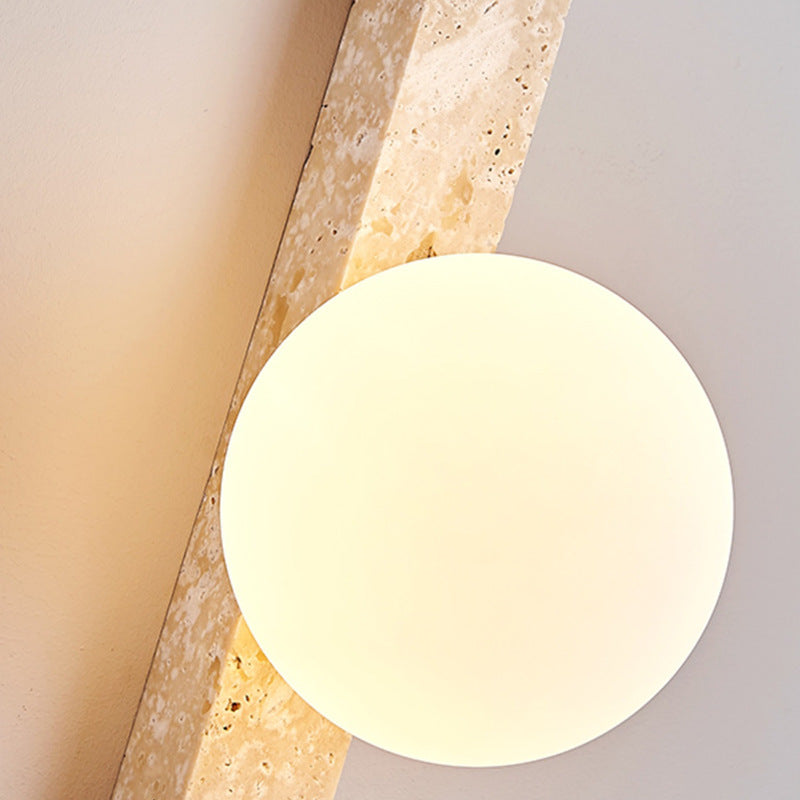 Rectangle Linear Yellow Travertine 2-Light Wall Sconce Lamp