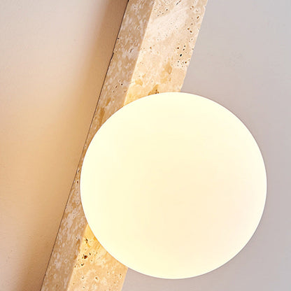 Rectangle Linear Yellow Travertine 2-Light Wall Sconce Lamp