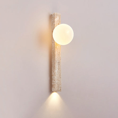 Rectangle Linear Yellow Travertine 2-Light Wall Sconce Lamp