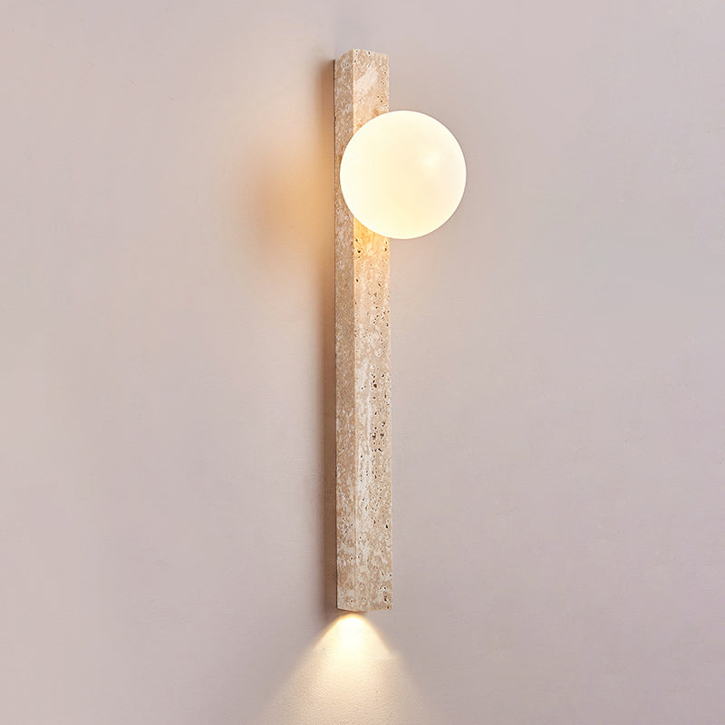 Rectangle Linear Yellow Travertine 2-Light Wall Sconce Lamp