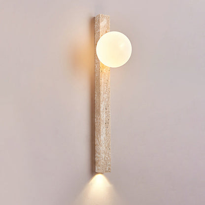 Rectangle Linear Yellow Travertine 2-Light Wall Sconce Lamp