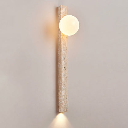 Rectangle Linear Yellow Travertine 2-Light Wall Sconce Lamp