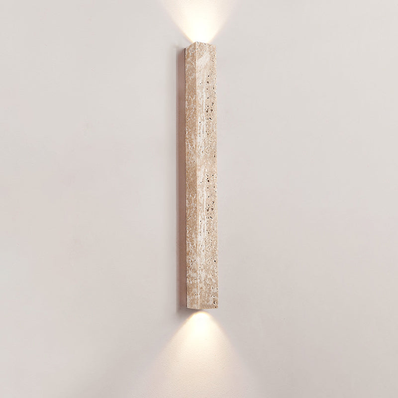 Rectangle Linear Yellow Travertine 2-Light Wall Sconce Lamp