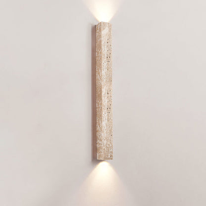Rectangle Linear Yellow Travertine 2-Light Wall Sconce Lamp