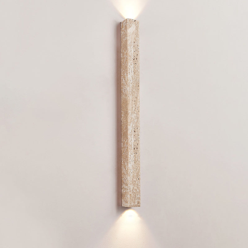 Rectangle Linear Yellow Travertine 2-Light Wall Sconce Lamp