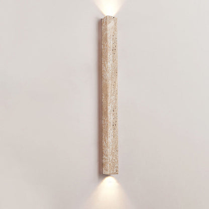 Rectangle Linear Yellow Travertine 2-Light Wall Sconce Lamp