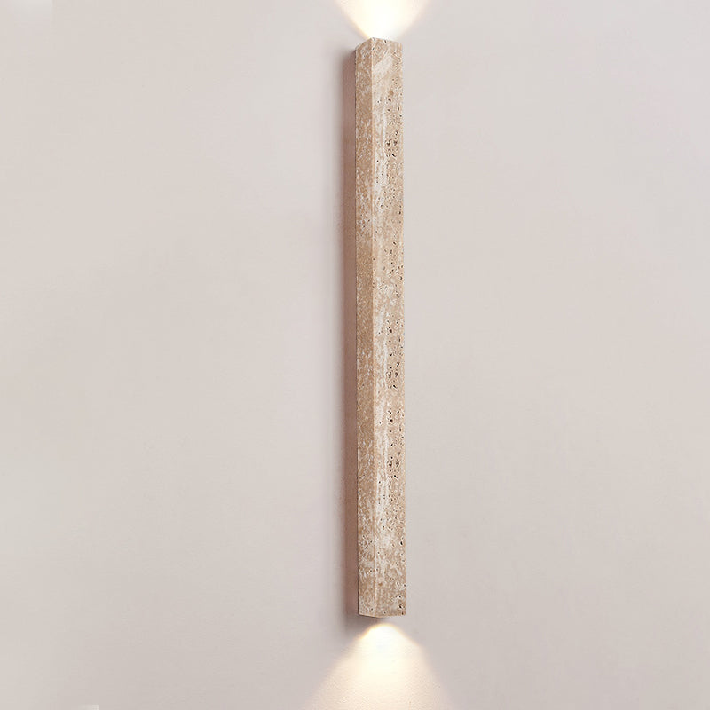 Rectangle Linear Yellow Travertine 2-Light Wall Sconce Lamp