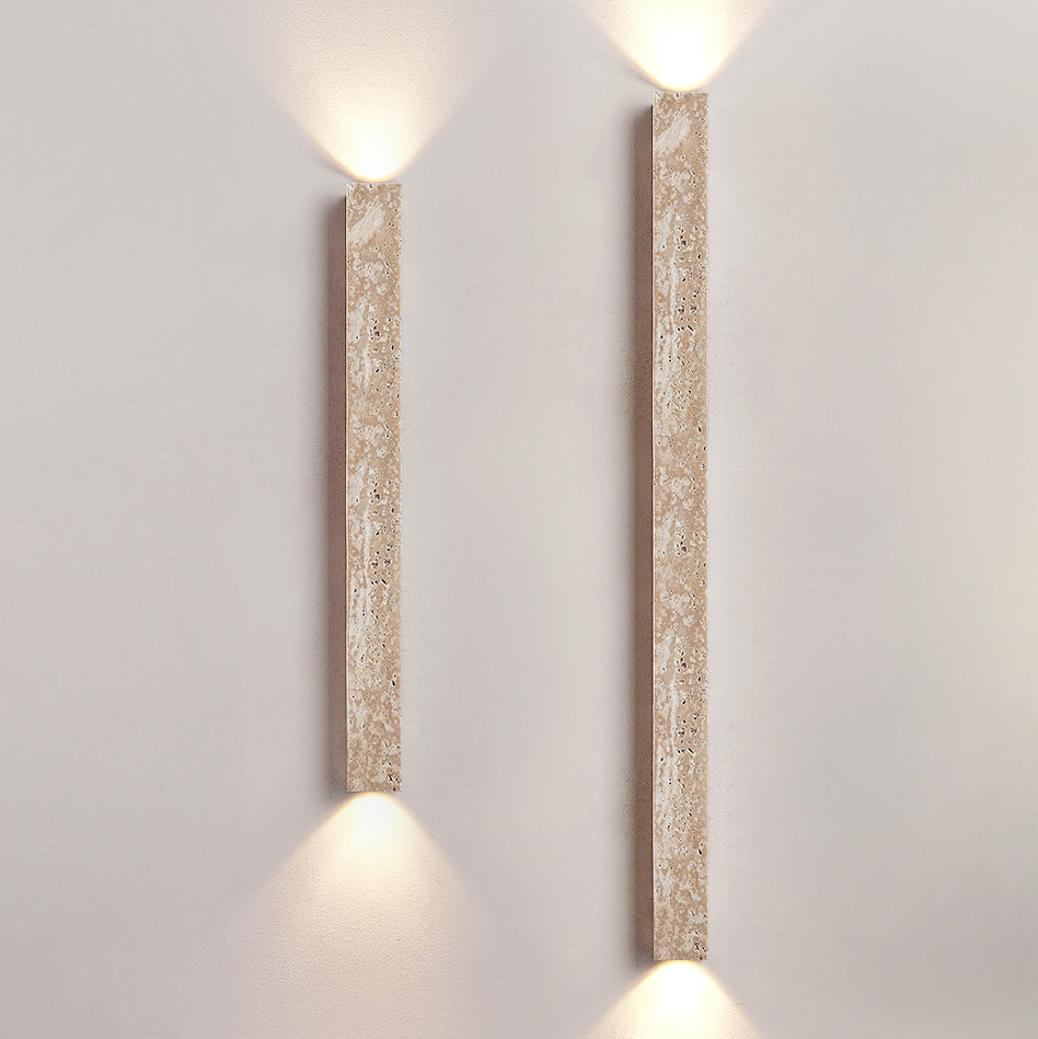 Rectangle Linear Yellow Travertine 2-Light Wall Sconce Lamp
