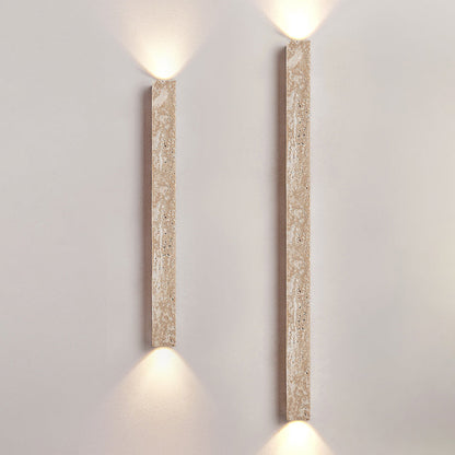 Rectangle Linear Yellow Travertine 2-Light Wall Sconce Lamp