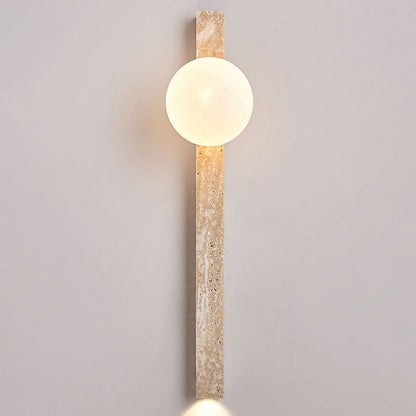 Rectangle Linear Yellow Travertine 2-Light Wall Sconce Lamp