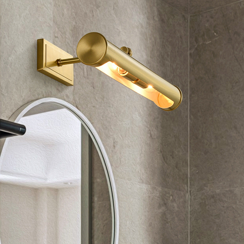 Minimalist Round Cylinder Copper 2-Light Wall Sconce Lamp