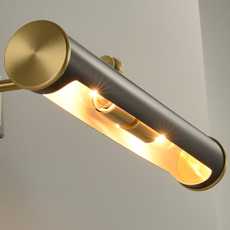 Minimalist Round Cylinder Copper 2-Light Wall Sconce Lamp
