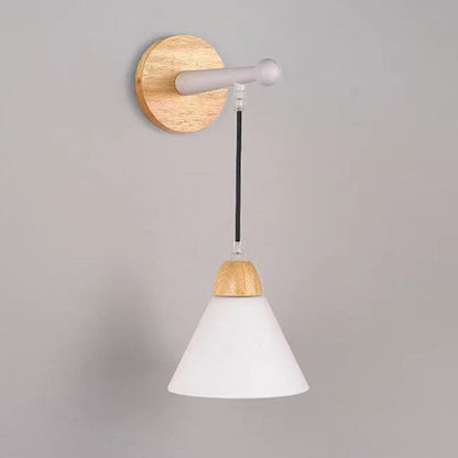Triangular Solid Wood Glass Iron 1-Light Wall Sconce Lamp