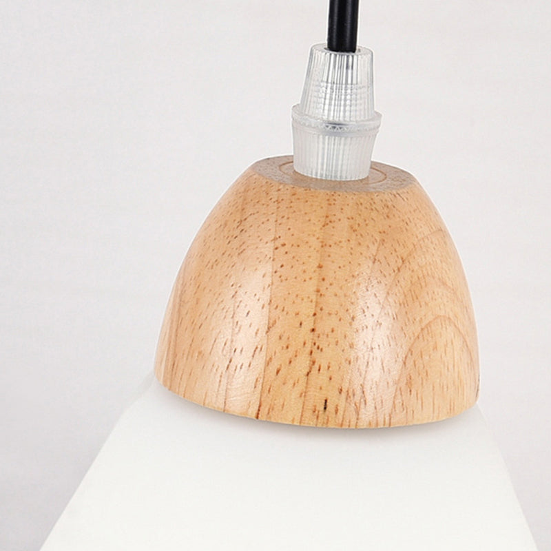 Triangular Solid Wood Glass Iron 1-Light Wall Sconce Lamp