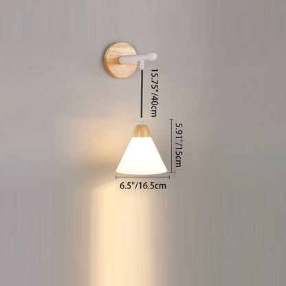 Triangular Solid Wood Glass Iron 1-Light Wall Sconce Lamp