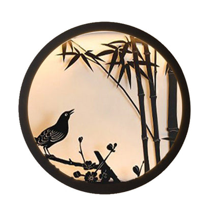 Chinese Round Stainless Steel Acrylic LED Wall Sconce Lamp