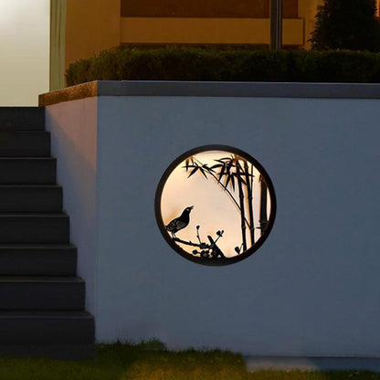 Chinese Round Stainless Steel Acrylic LED Wall Sconce Lamp