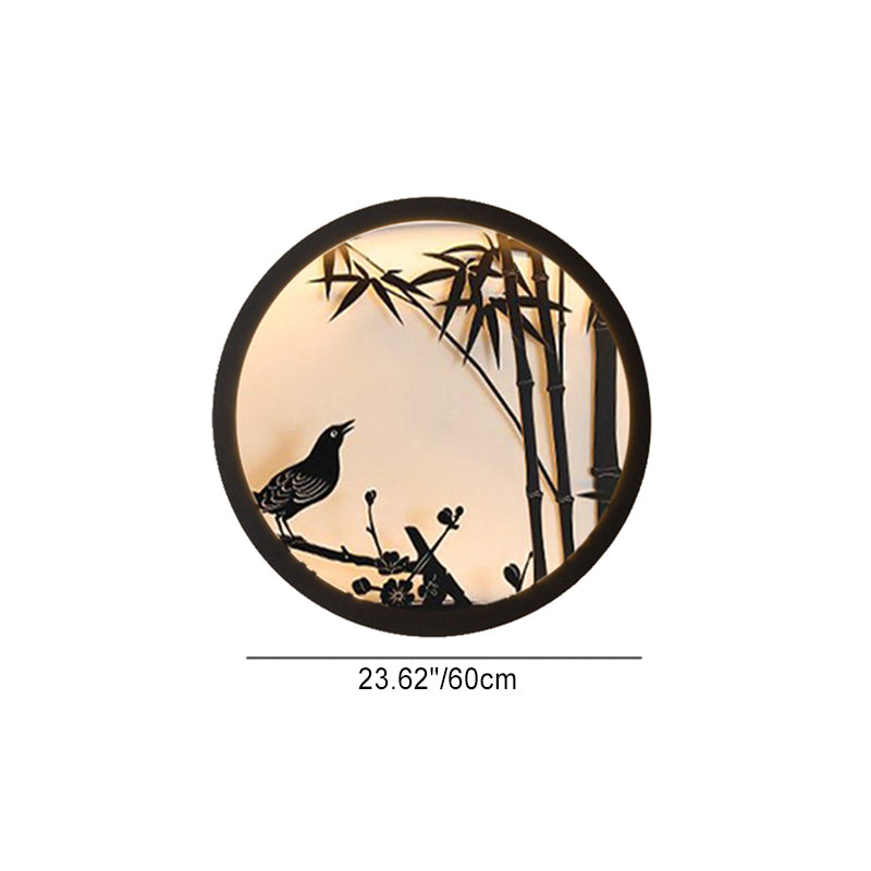 Chinese Round Stainless Steel Acrylic LED Wall Sconce Lamp