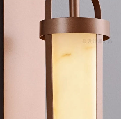 Chinese Cylinder Metal Natural Marble LED Wall Sconce Lamp