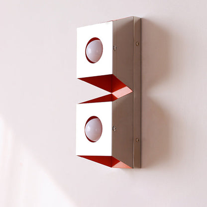 Modern Minimalist Rectangle Iron 2-Light Wall Sconce Lamp