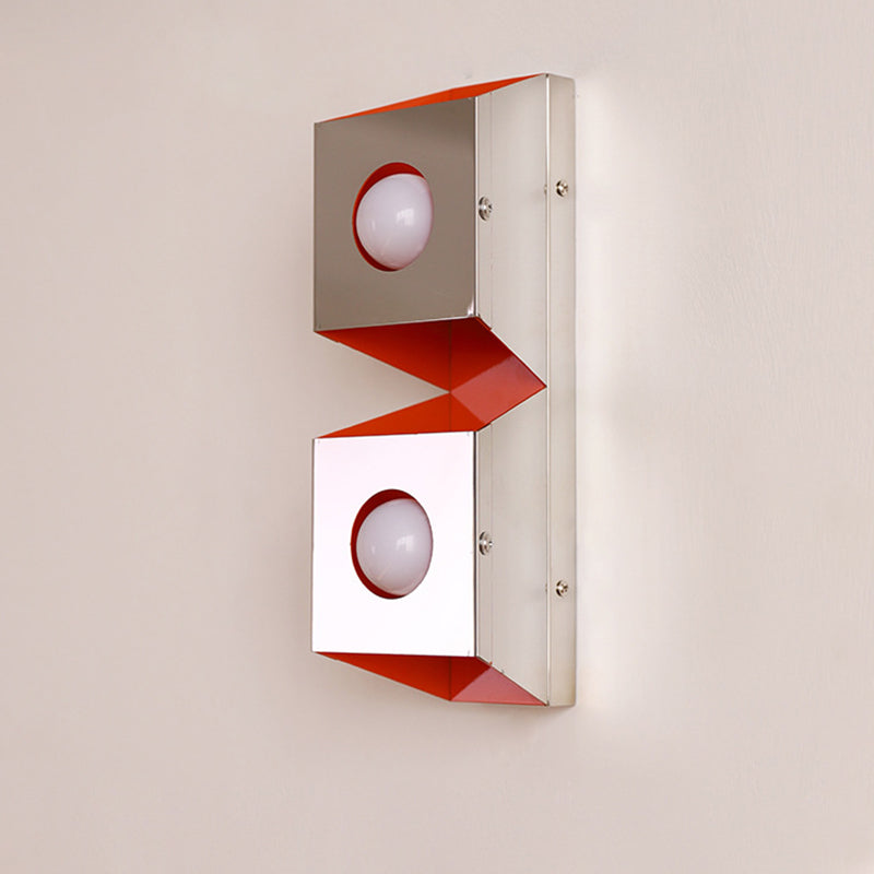 Modern Minimalist Rectangle Iron 2-Light Wall Sconce Lamp