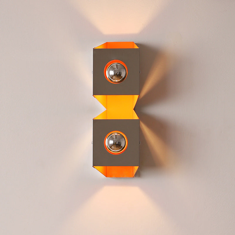 Modern Minimalist Rectangle Iron 2-Light Wall Sconce Lamp