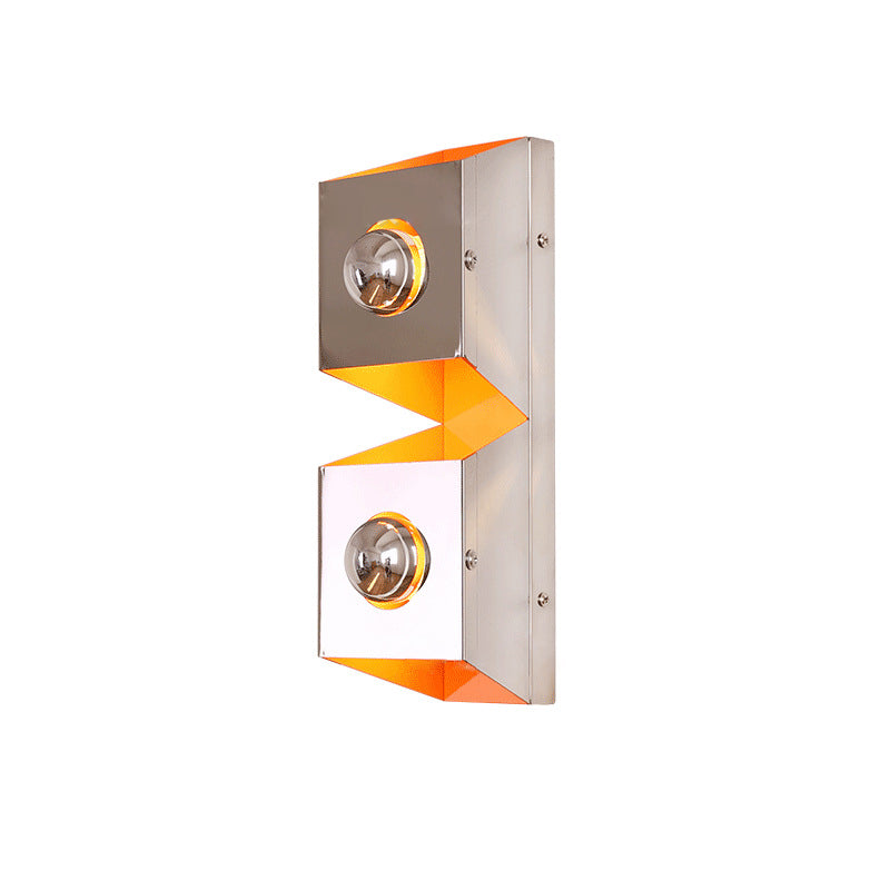 Modern Minimalist Rectangle Iron 2-Light Wall Sconce Lamp