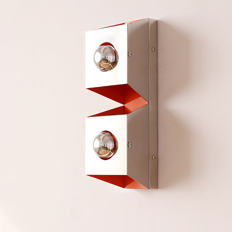 Modern Minimalist Rectangle Iron 2-Light Wall Sconce Lamp
