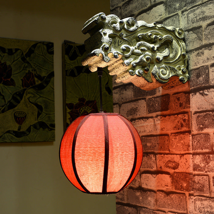 Chinese Resin Limestone Cloth 1-Light Wall Sconce Lamp