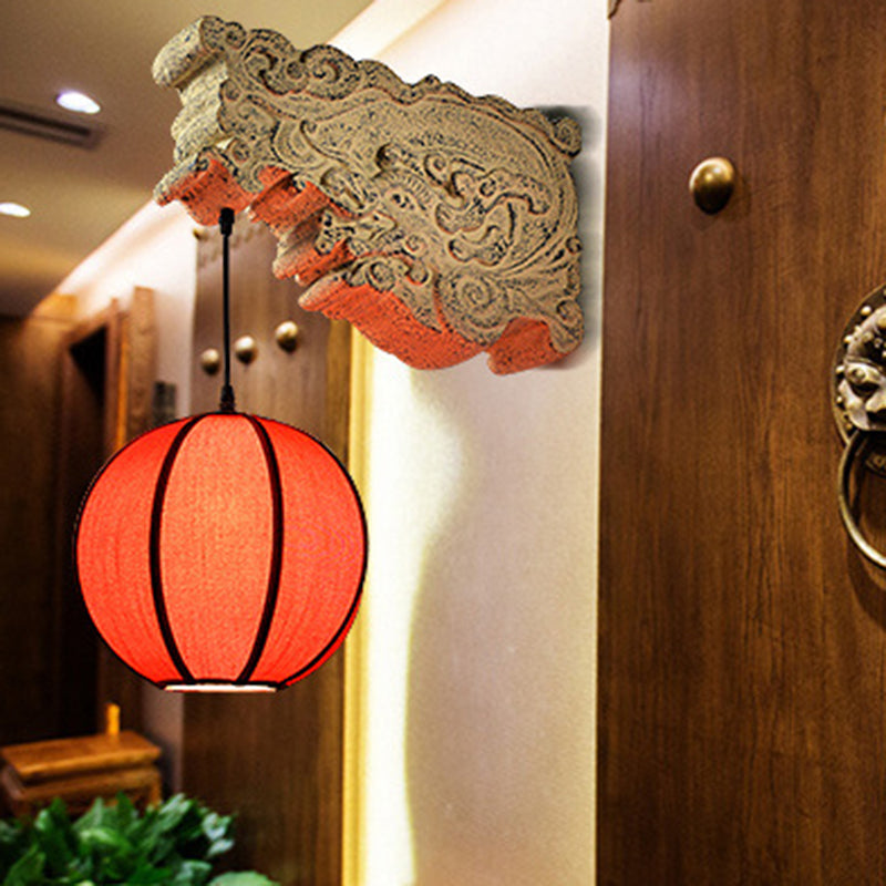 Chinese Resin Limestone Cloth 1-Light Wall Sconce Lamp