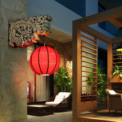 Chinese Resin Limestone Cloth 1-Light Wall Sconce Lamp