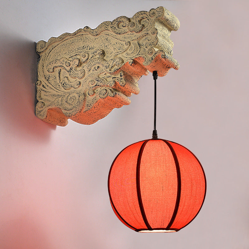 Chinese Resin Limestone Cloth 1-Light Wall Sconce Lamp