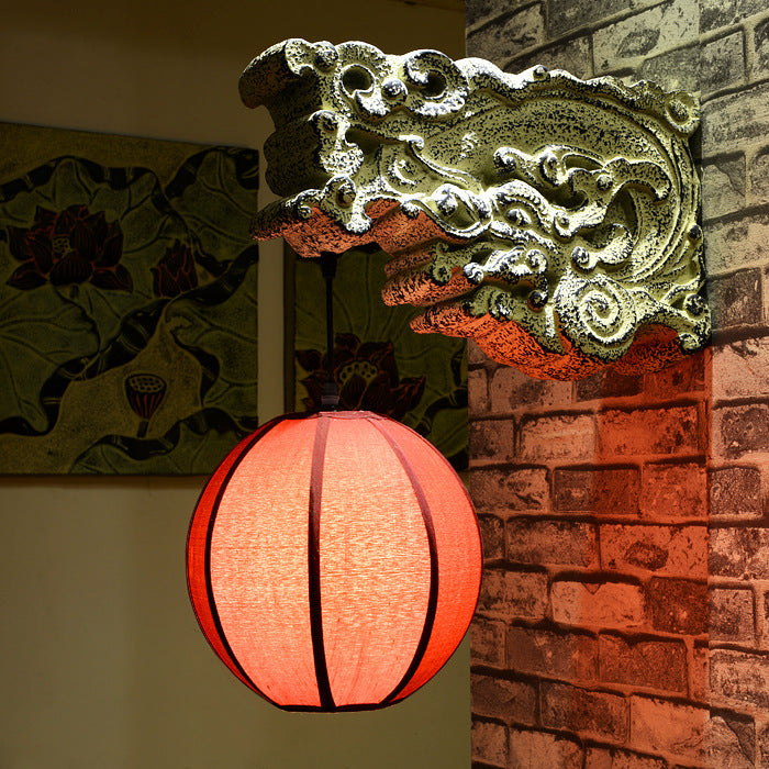 Chinese Resin Limestone Cloth 1-Light Wall Sconce Lamp