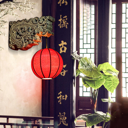 Chinese Resin Limestone Cloth 1-Light Wall Sconce Lamp