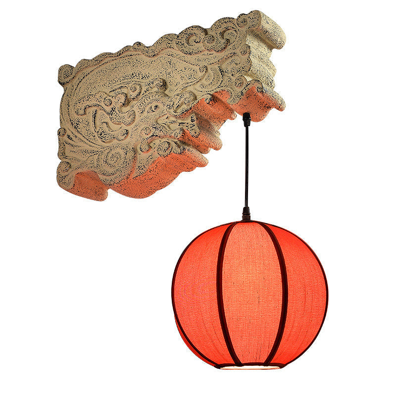 Chinese Resin Limestone Cloth 1-Light Wall Sconce Lamp