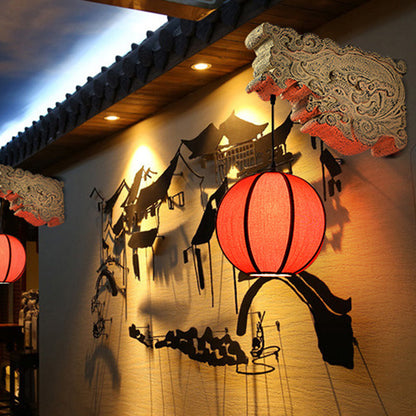 Chinese Resin Limestone Cloth 1-Light Wall Sconce Lamp